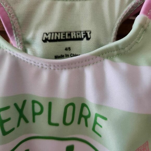 Minecraft Girls One Piece Swimsuit - Size XS 4/5 - NWT - Picture 2 of 3